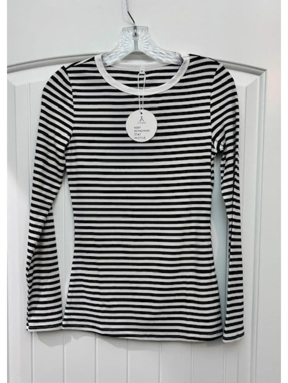 NWT Anrabess Soft Striped Long Sleeve Top 🖤 Size Small - Picture 1 of 7